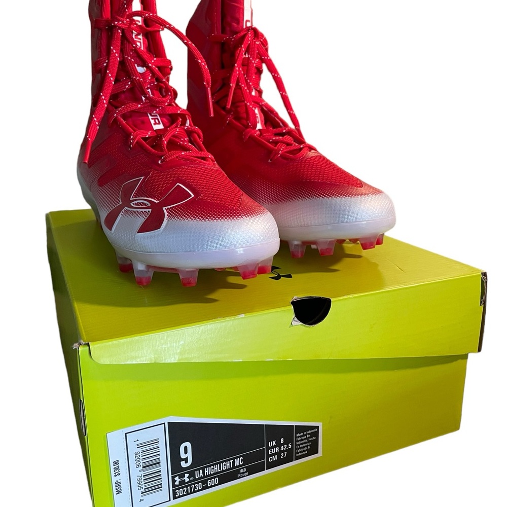 Under Armour Highlight MC Football Cleat Men's 9 Red/White New MSRP: $130